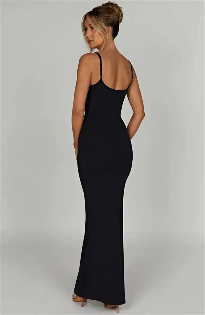 Fitted maxi dress with shaping fabric - Jordi