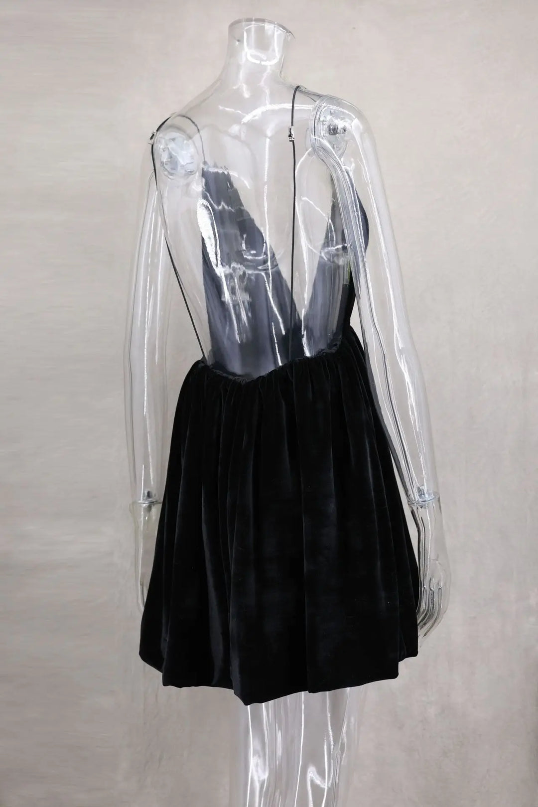 Velvet Mini Balloon Dress with Open Back - Myla
