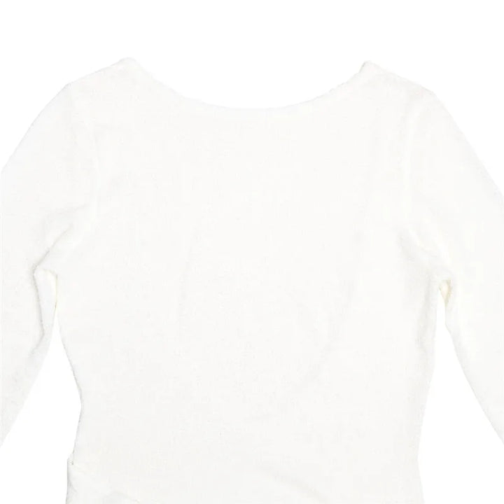 Knitted mini dress with flower and train design and open back - Malia