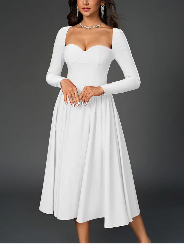 A-line Midi Dress with Rustic Design - Giuliana