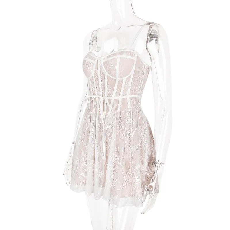Mini Lace A-Line Dress with Corset Design - Milan