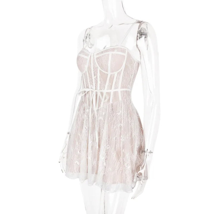 Mini Lace A-Line Dress with Corset Design - Milan