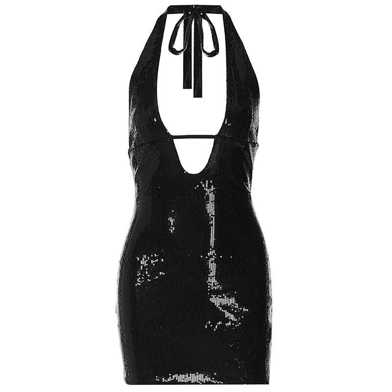 Fitted sequin mini dress with open back - Tiara
