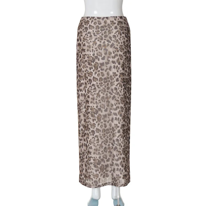 Leopard Print Chiffon Maxi Skirt - Ritz