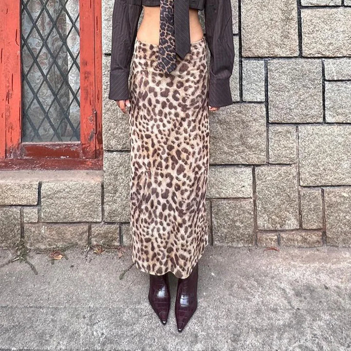 Leopard Print Chiffon Maxi Skirt - Ritz