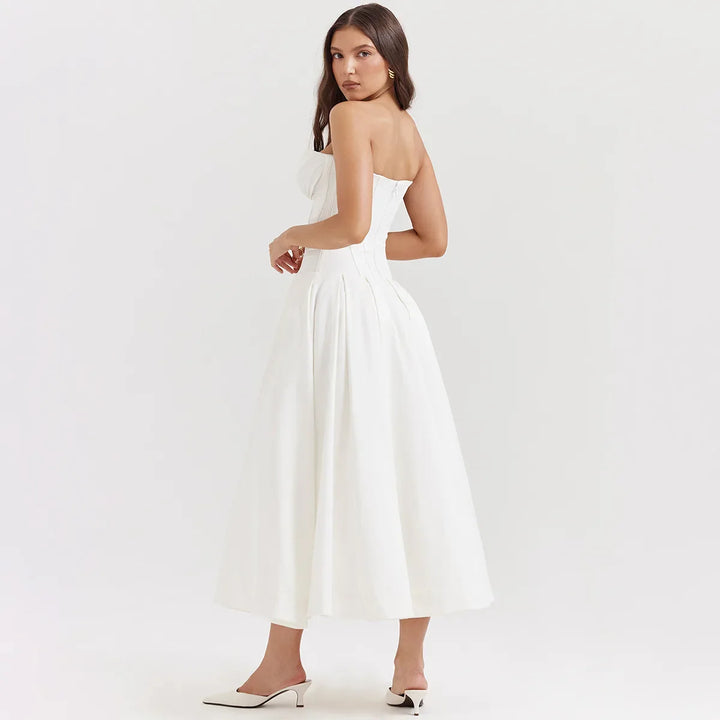 Strapless Midi Dress with Pockets - Fanny
