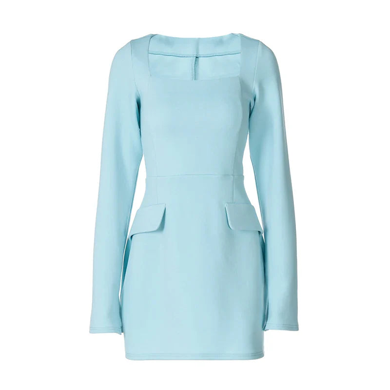 Tailored A-line mini dress with back tie waist and pocket detail - Yar