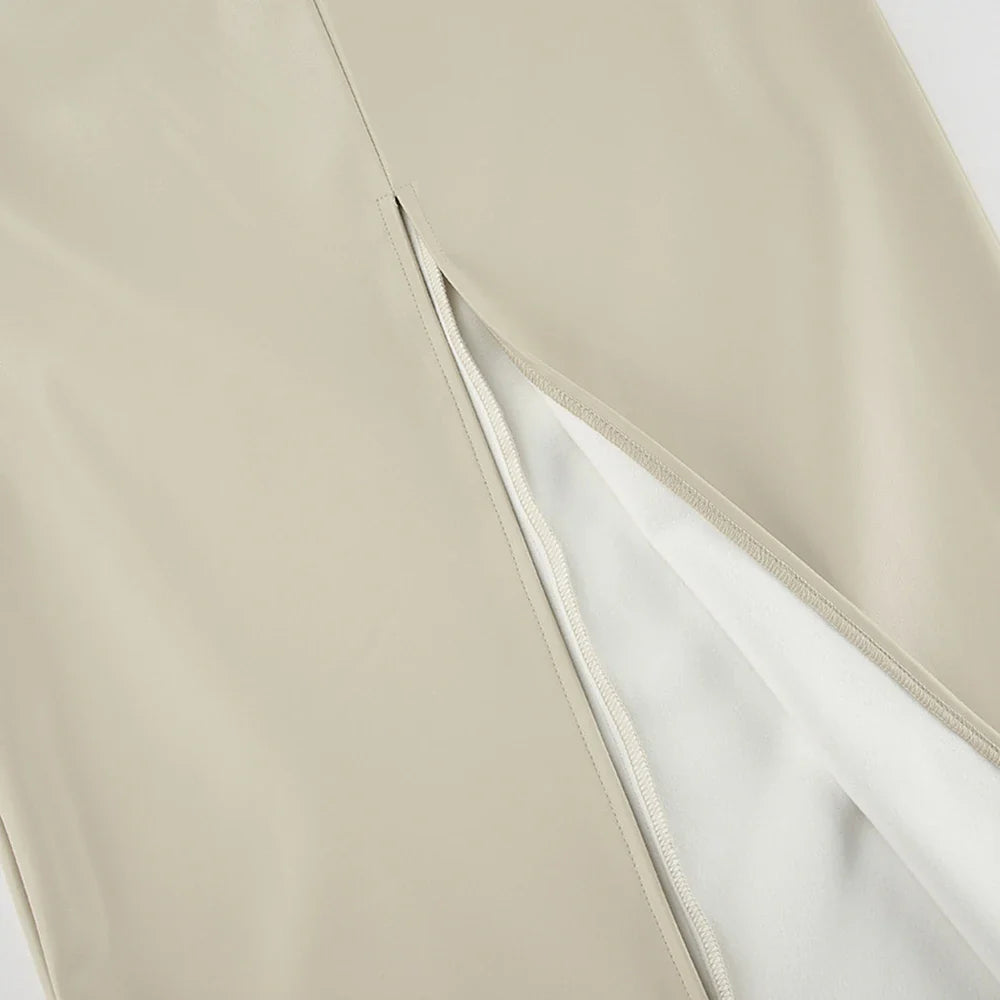 Maxi faux leather skirt with slit design - MAGEN