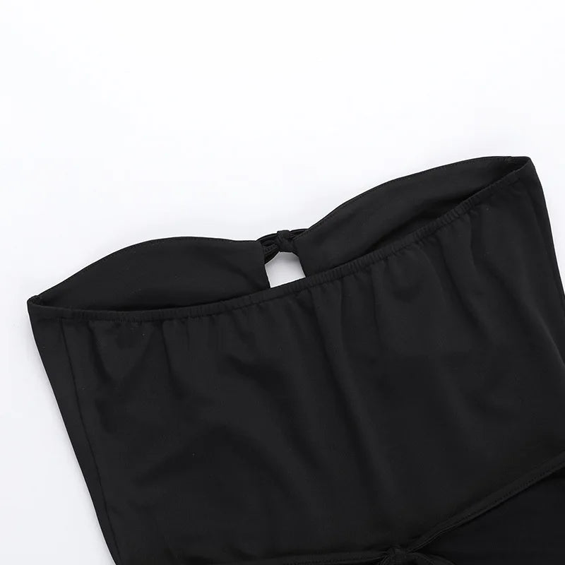 Strapless Mini Dress with Chest Tie Detail - Ainara