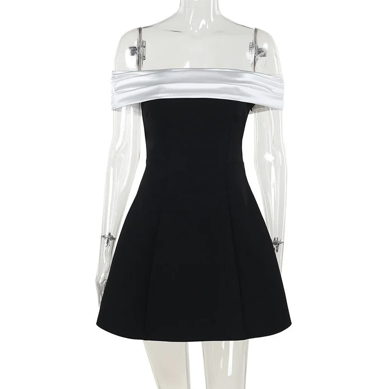 Mini dress with satin off-shoulder straps - Sia