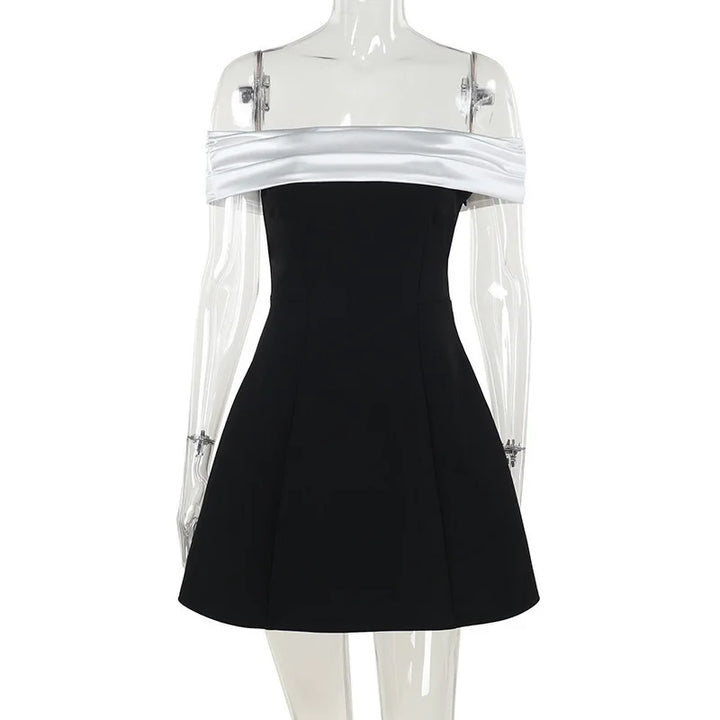 Mini dress with satin off-shoulder straps - Sia