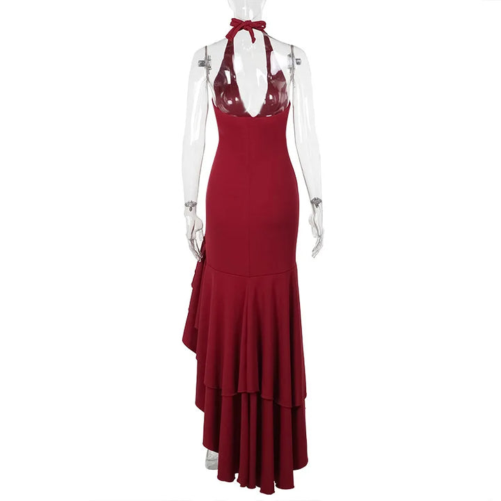 Maxi Dress with Ruffle and Open Back - Rosalina