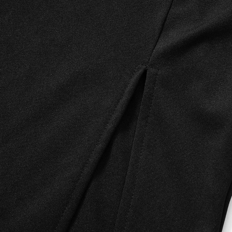 Asymmetric maxi evening dress with deep slit and one sleeve - Eva