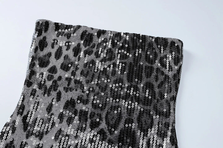 Strapless Sequin Leopard Print Mini Dress - Veronica