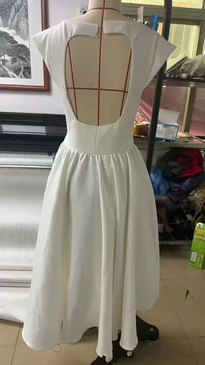 A-Line Midi Dress with Open Back - Rona Lee