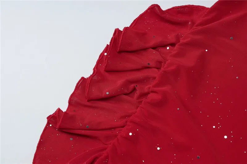 Mini sequin dress with asymmetric ruffle decoration - Kesem