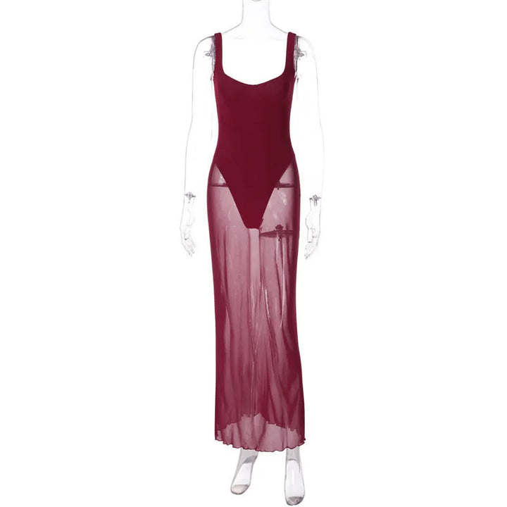 Maxi dress with bodysuit and chiffon design - Kai
