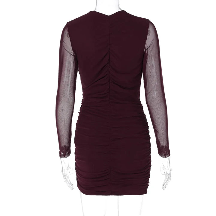 Ruched mini dress with cutouts and mesh sleeves - Hagar