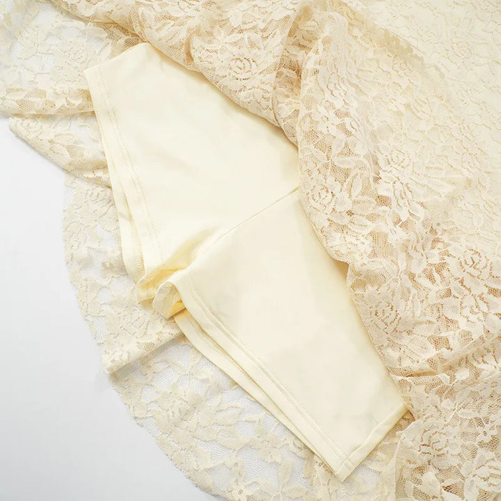 Strapless mini dress with tiered lace ruffle design - Mia Li