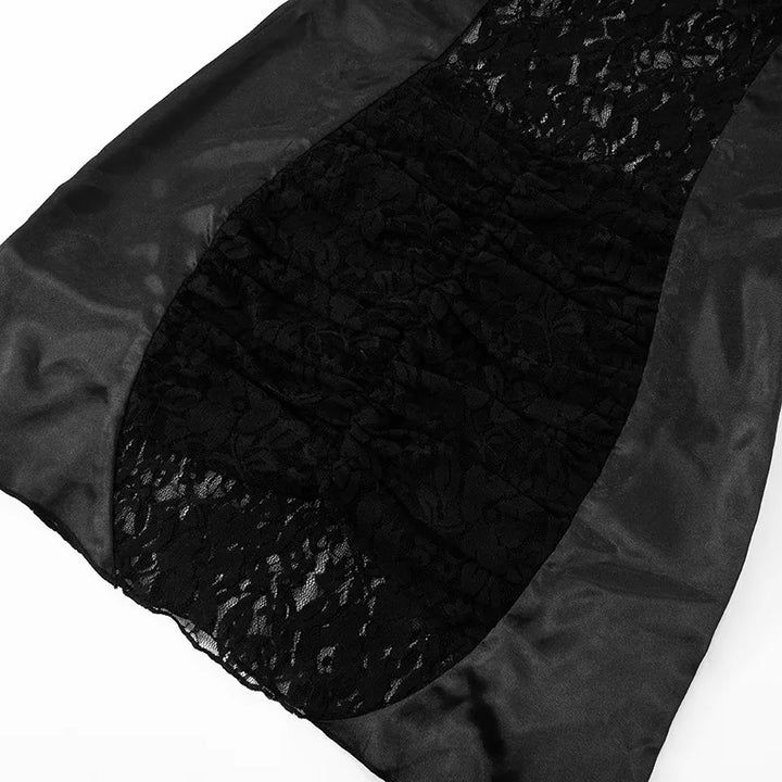 Satin Mini Dress with Lace Decoration and Ruched Design - Leona