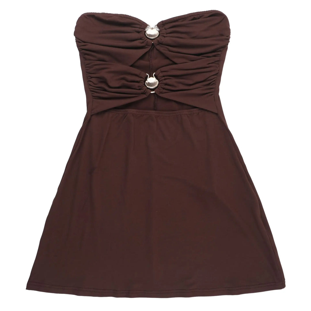Summer strapless mini dress with shell buckle detail - Playa