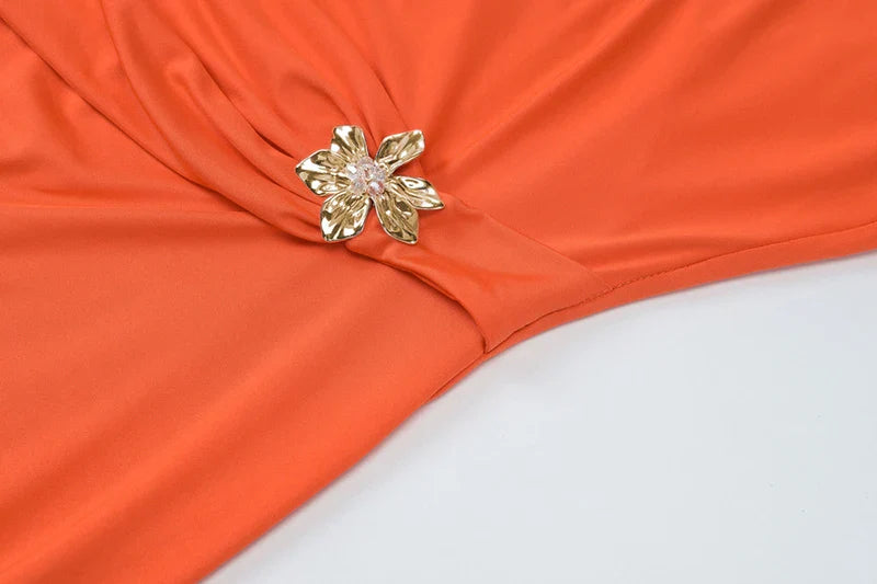 Maxi Open Back Dress with Flower Buckle Detail - Marina