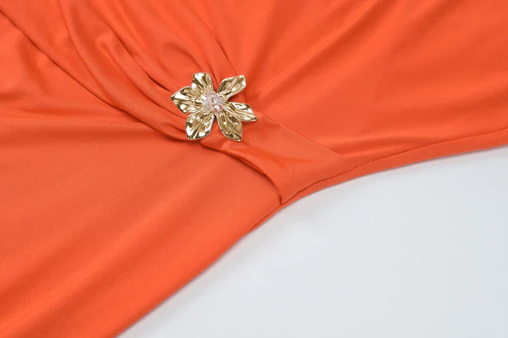 Maxi Open Back Dress with Flower Buckle Detail - Marina