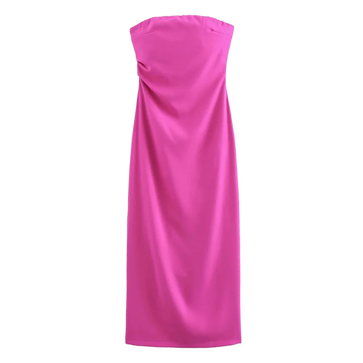 Strapless Midi Dress with Pleated Design - Emmy