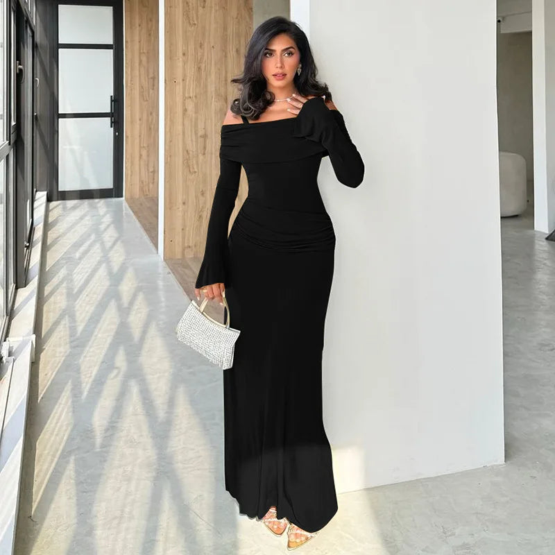Maxi dress with off-shoulder and strap design - Gala