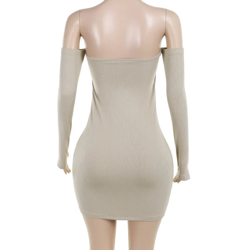 Fitted Mini Dress with Off-Shoulder - Bonnie