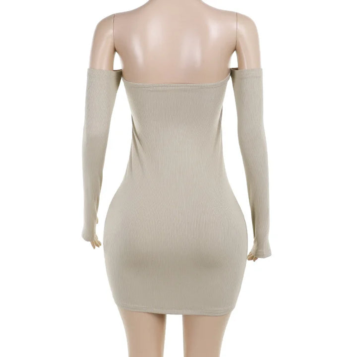 Fitted Mini Dress with Off-Shoulder - Bonnie