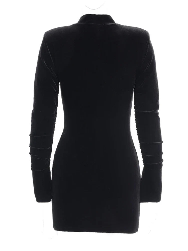 Velvet Golf Mini Dress with Ruching Detail - Julia