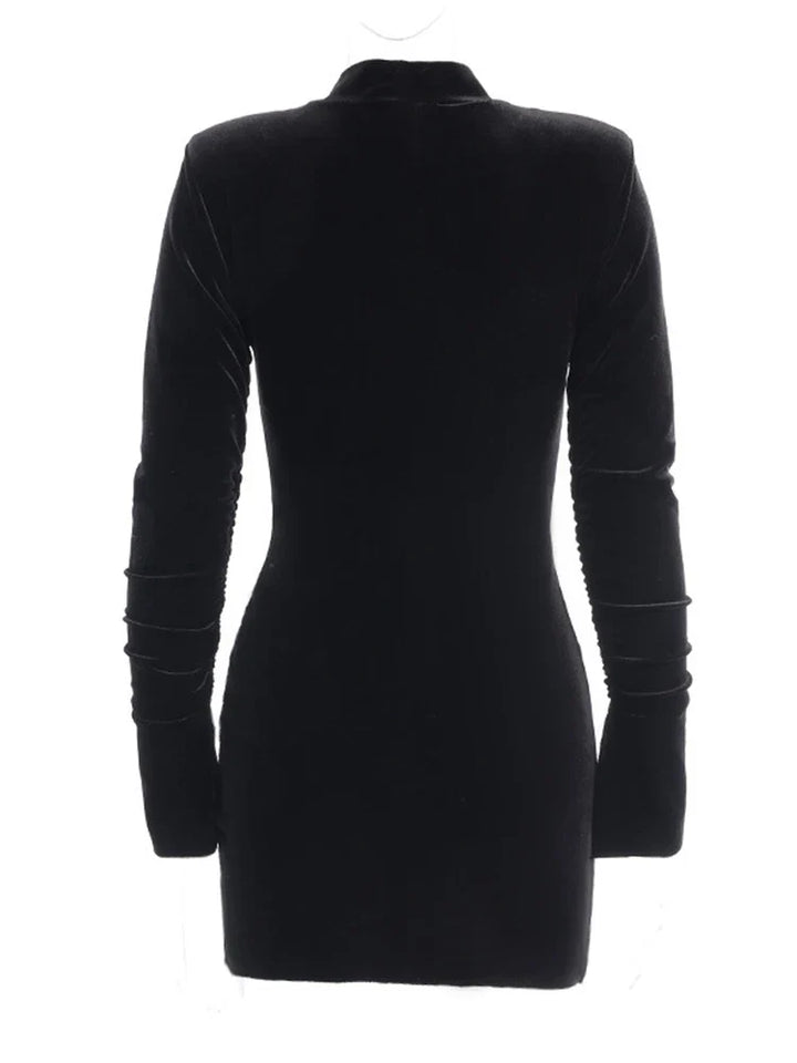 Velvet Golf Mini Dress with Ruching Detail - Julia