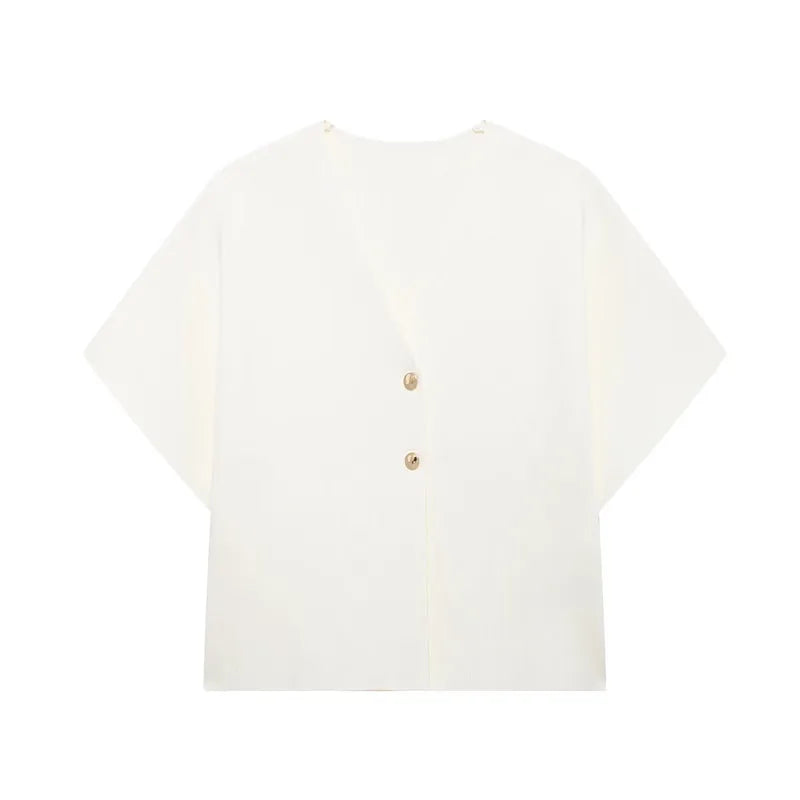 Elegant sweater with gold button decoration - Nela