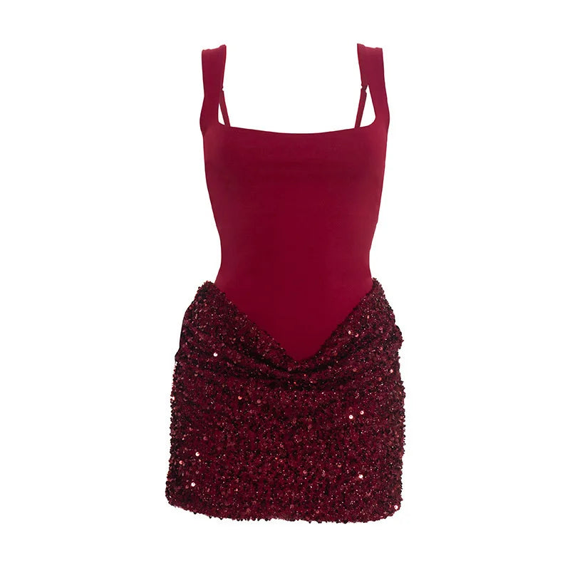 Mini Dress with Sequin Design - Rozan