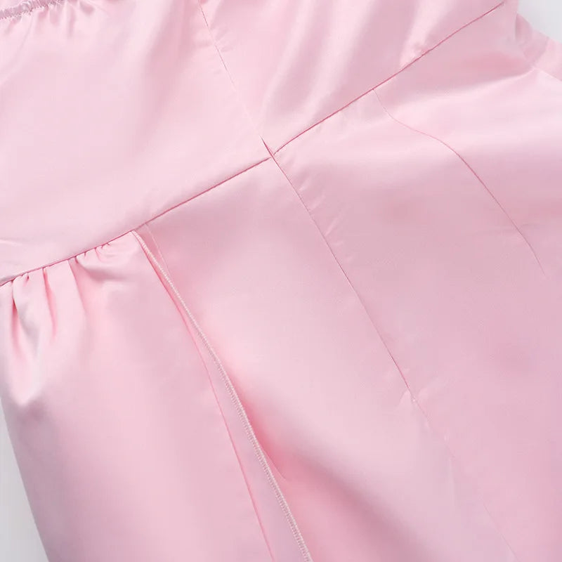 Strapless Satin Mini Dress with Train Detail - Maggie