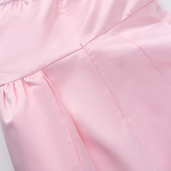 Strapless Satin Mini Dress with Train Detail - Maggie