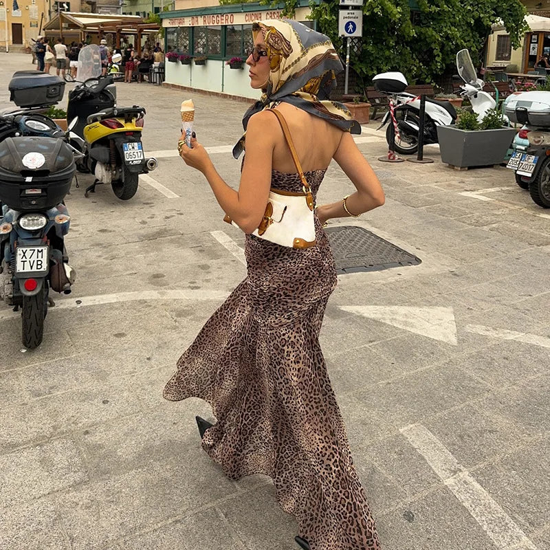 Strapless leopard print maxi dress - Frida