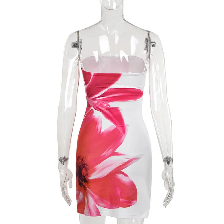 Strapless mini dress with floral print detail - Shay Lee