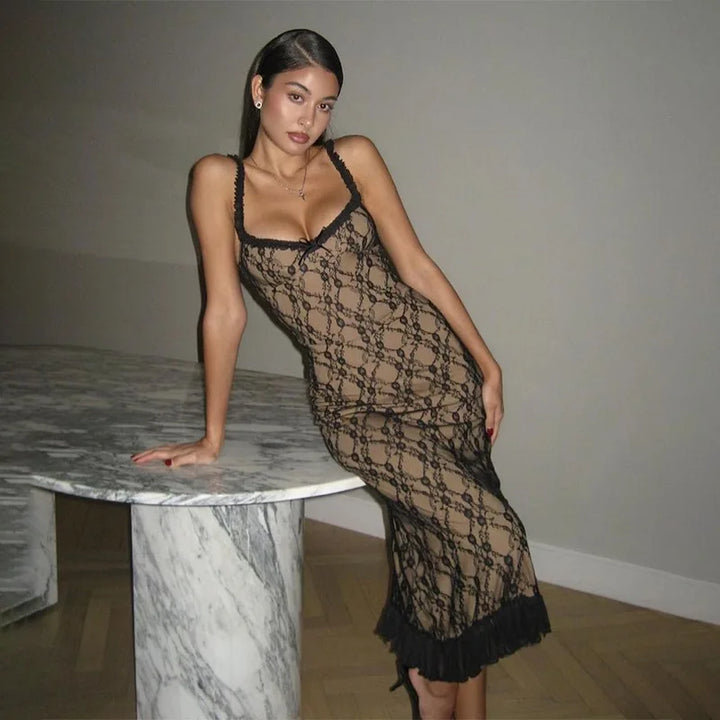 Midi Lace Dress with Bow Detail - Rachel