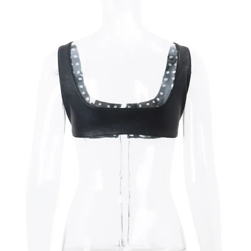 Punk Faux Leather Top - Raisy