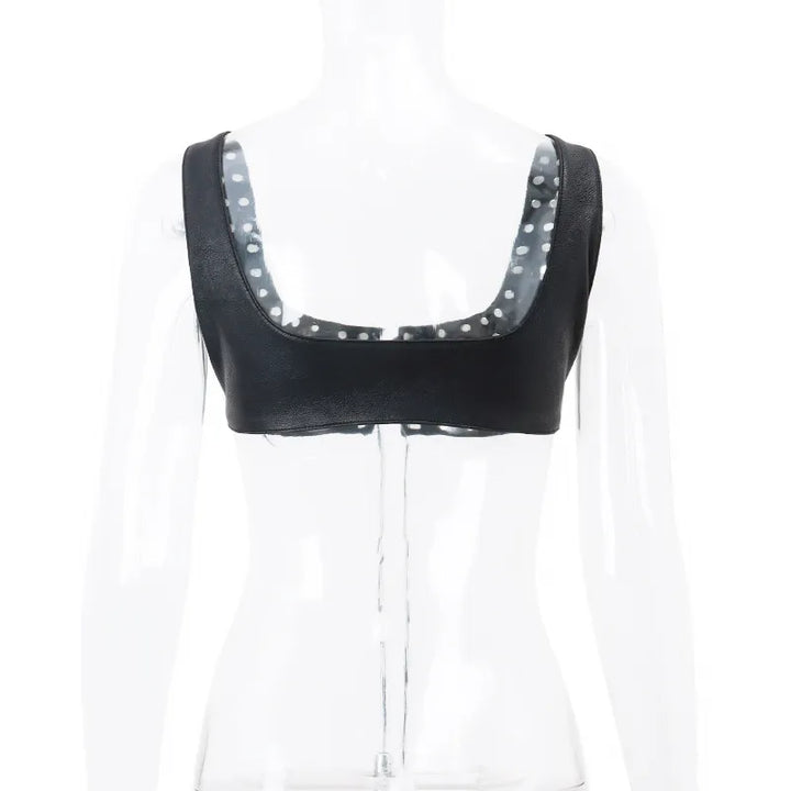 Punk Faux Leather Top - Raisy