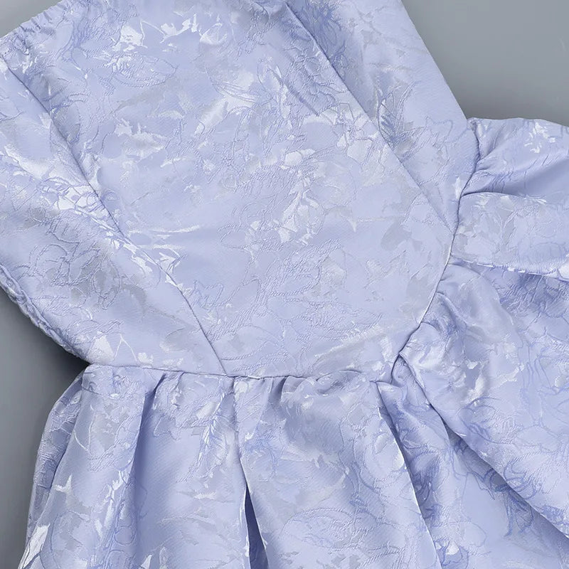 A-Line Mini Dress with Floral Embroidery and Neck Tie - Al Arieh