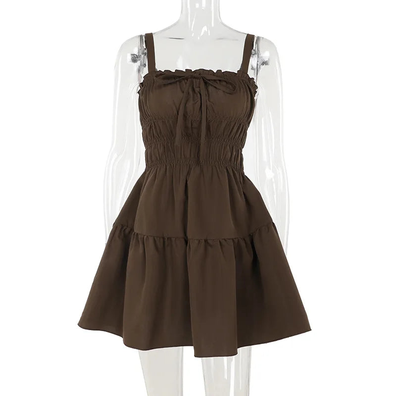 A-line ruffle mini dress, country style - Tiran