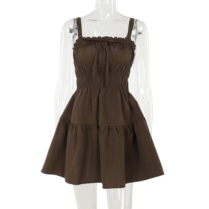 A-line ruffle mini dress, country style - Tiran