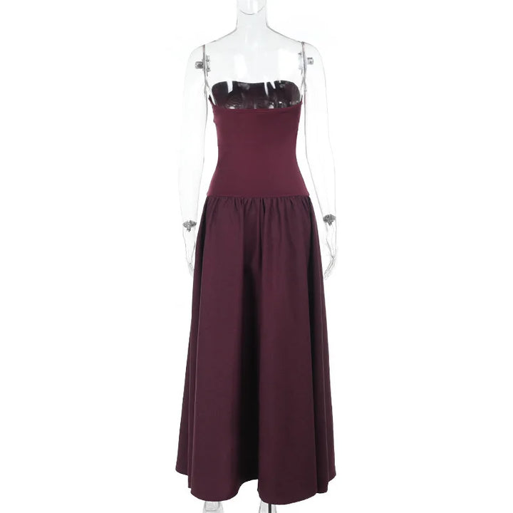 Strapless Maxi Dress with Pockets and A-Line Cut - Indy
