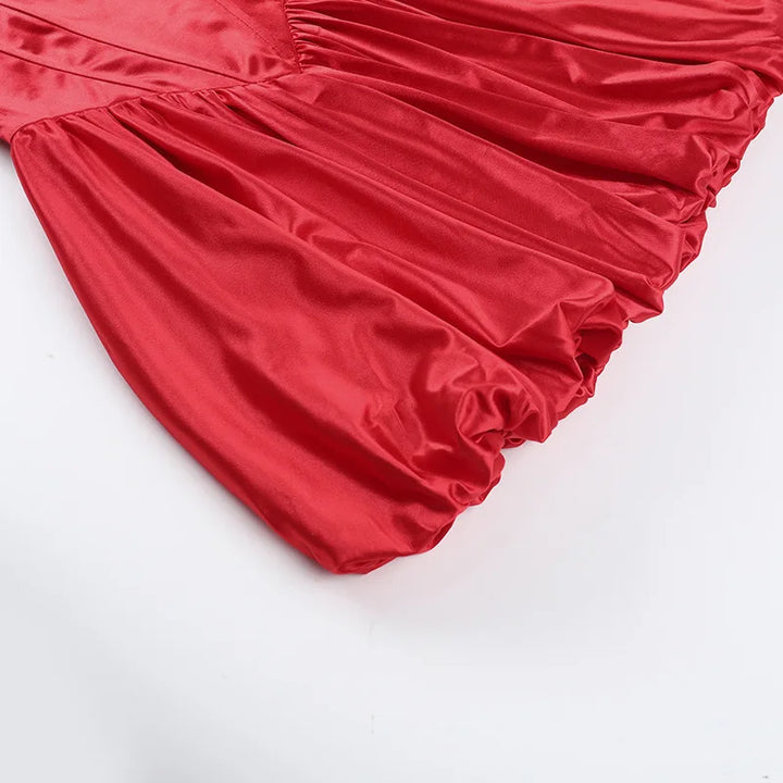 Balloon Cut Satin Mini Dress - Shandy