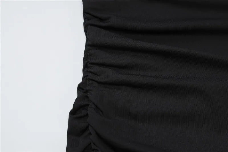 Maxi Dress with Ruching, Turtleneck, and Deep Slit - Sasha