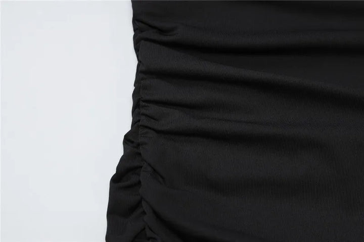 Maxi Dress with Ruching, Turtleneck, and Deep Slit - Sasha