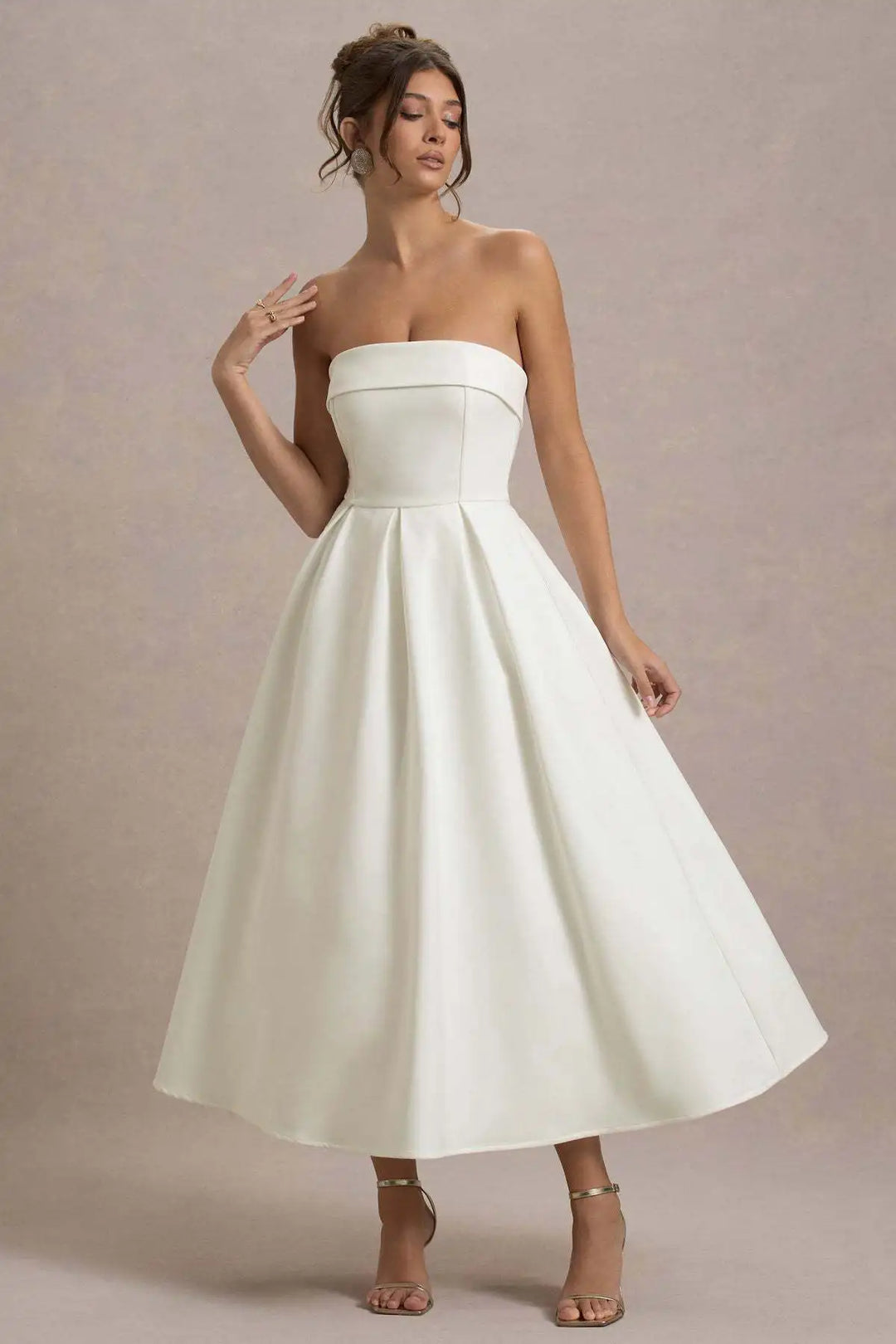 Elegant strapless midi dress - Sandra